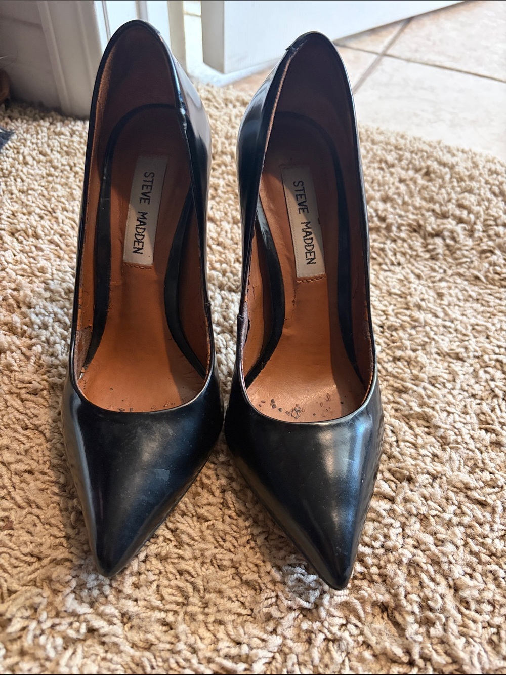 Steve Madden Black Pointed Leather Stiletto Heels